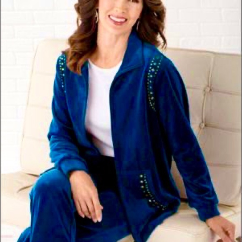Embellished Velvet zip up jacket